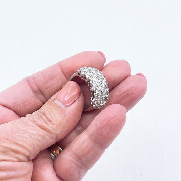 925 Crystal Cluster Band Ring Size 8 - Picture 3 of 5